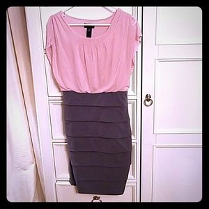 Pink and grey form fitting dress